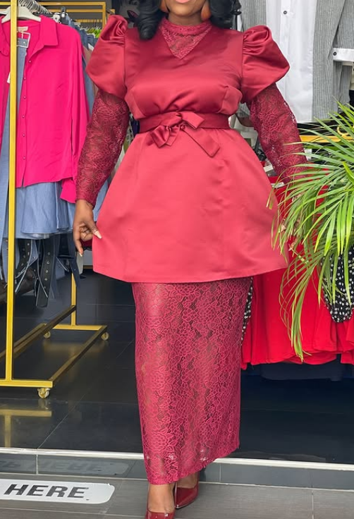 Satin Lace-Patchwork Dress