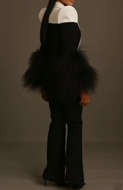 Powerful Black&White Blazer Set