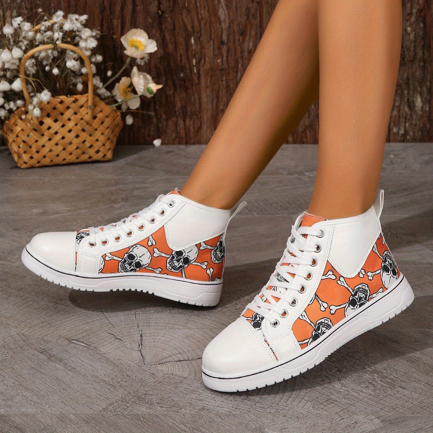 Women's Skull Pattern Sneakers Casual Walking Trainers