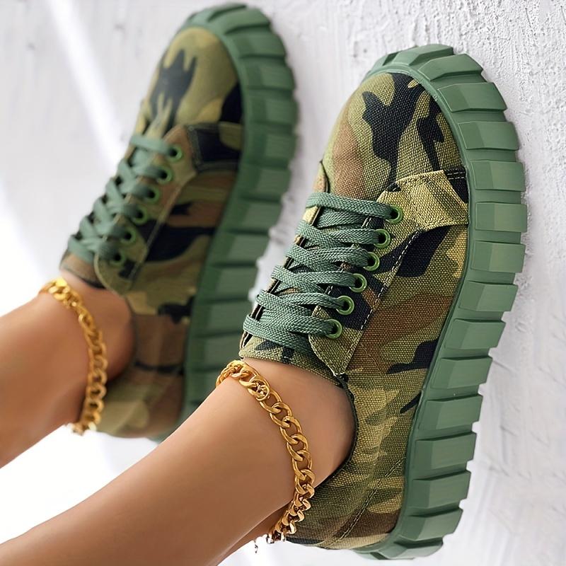 Women's Camouflage Canvas Shoes Comfy Walking Trainers