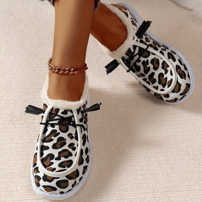 Women's Leopard Print Canvas Shoes Lace Up Shoes