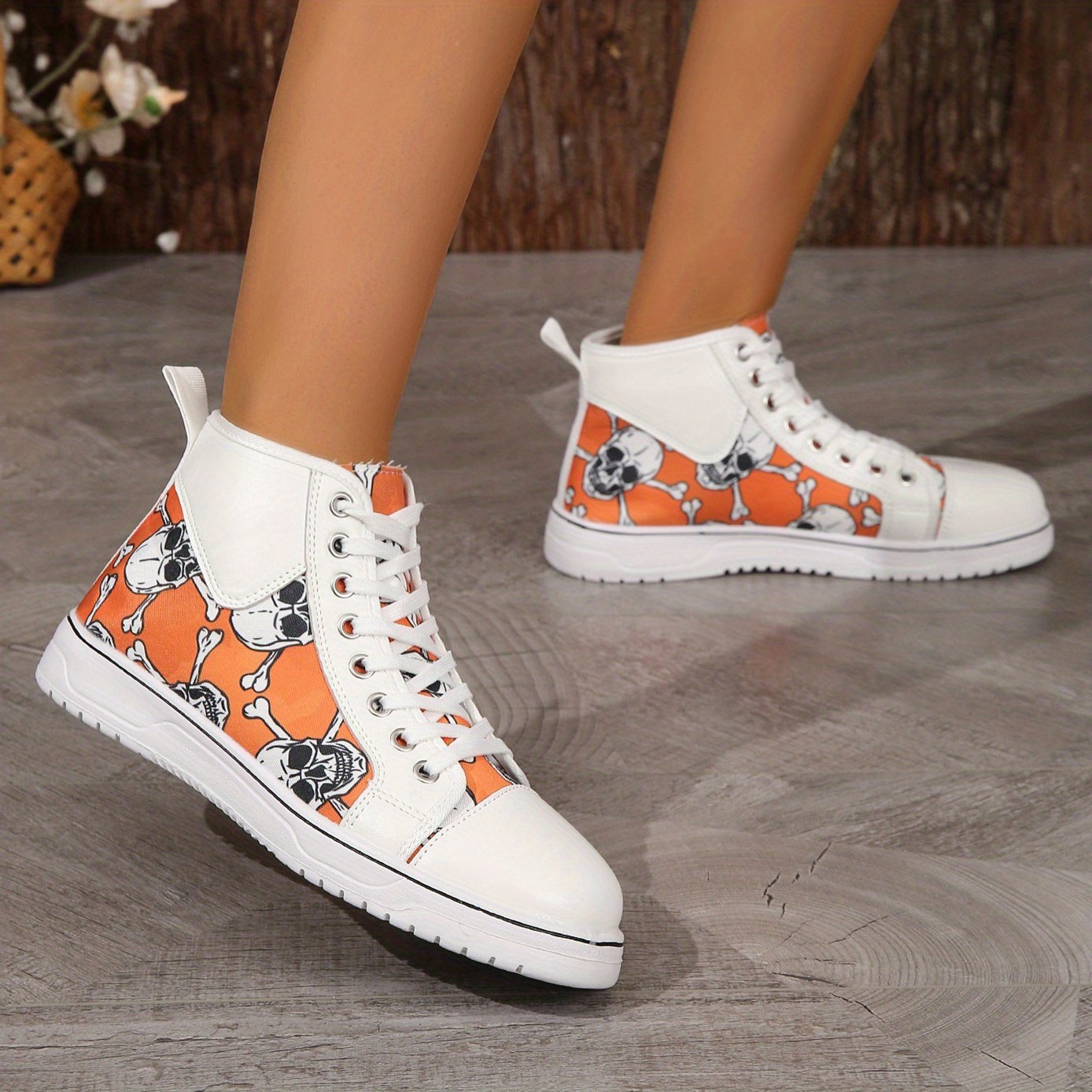 Women's Skull Pattern Sneakers Casual Walking Trainers