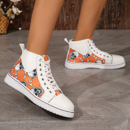 Women's Skull Pattern Sneakers Casual Walking Trainers