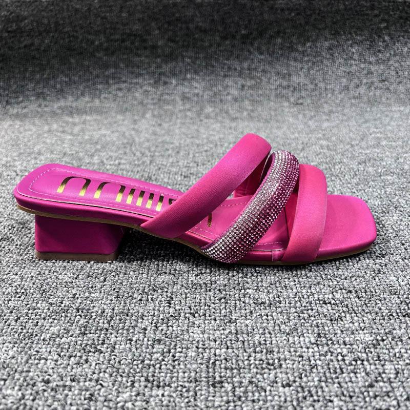 L40812 Rhinestone Flat Slippers