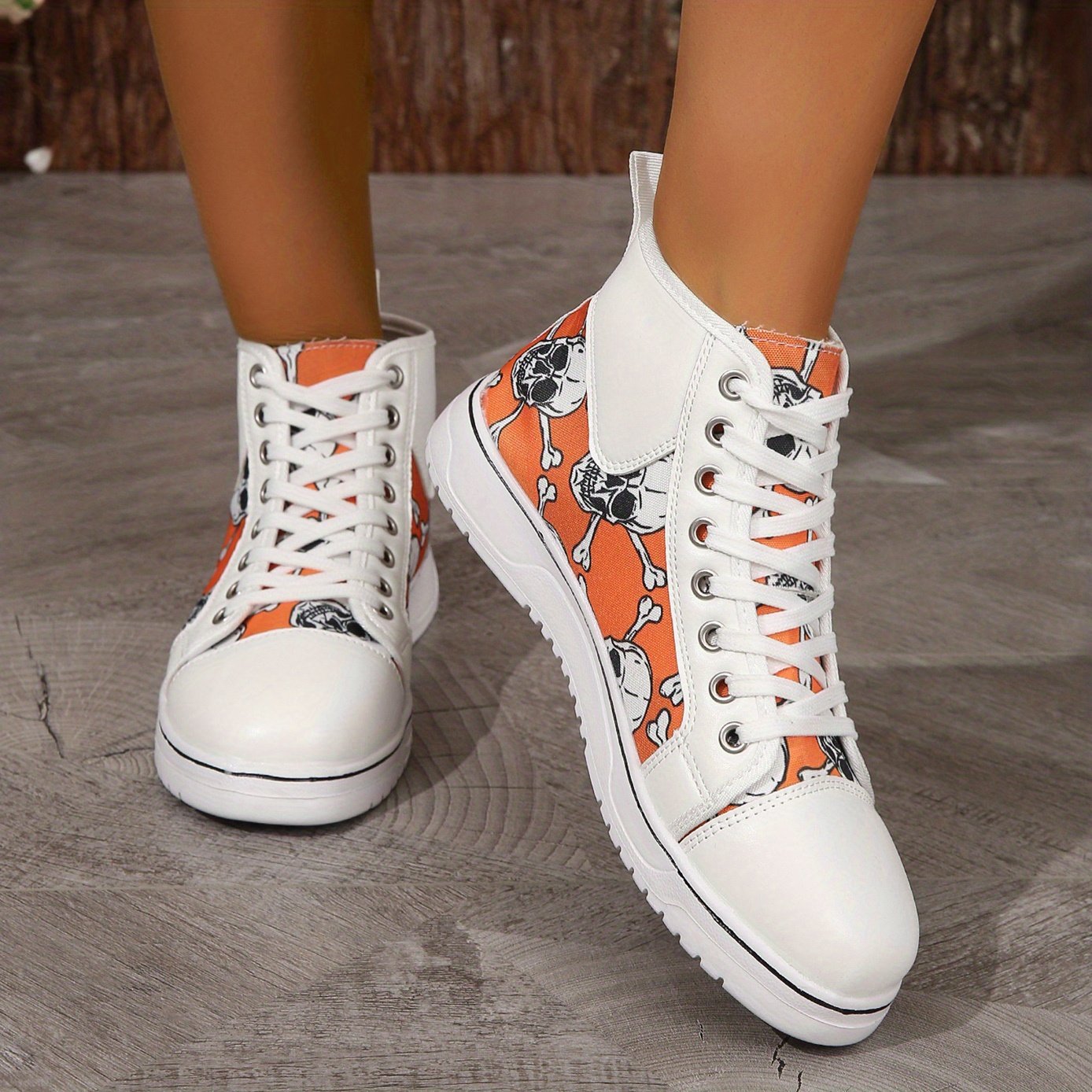 Women's Skull Pattern Sneakers Casual Walking Trainers