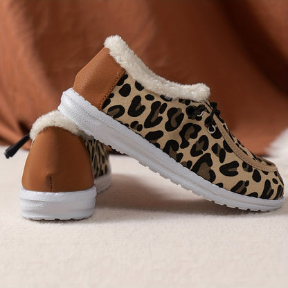 Women's Leopard Print Canvas Shoes Lace Up Shoes