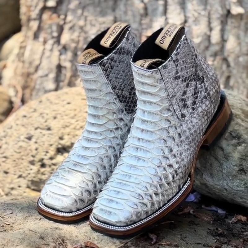 F4301 Handsome Snake Print Martin Boots