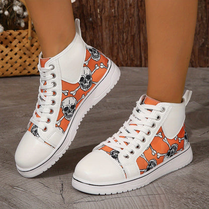 Women's Skull Pattern Sneakers Casual Walking Trainers