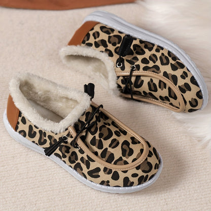 Women's Leopard Print Canvas Shoes Lace Up Shoes