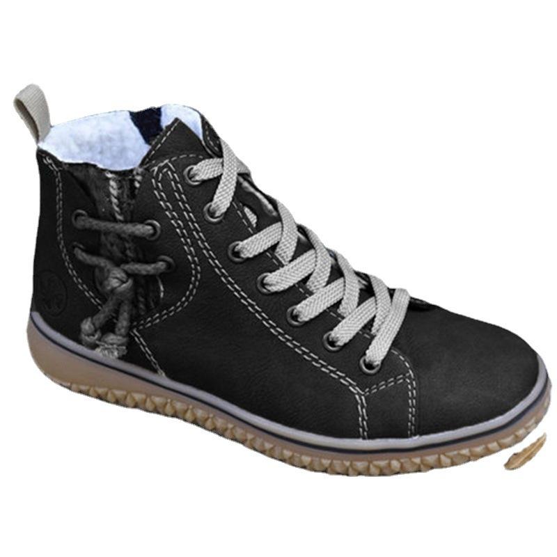 Women's Snow Boots Lace Up Zipper Plush Short Boots