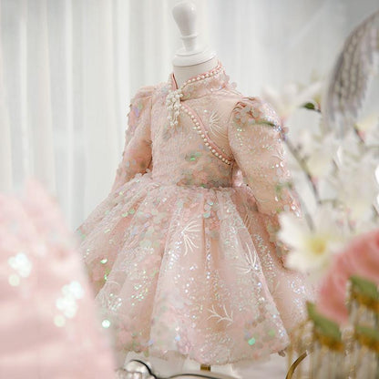 L41612 GIRL FORMAL DRESSES BABY GIRL GORGEOUS COLORFUL SEQUINS DRESS PRINCESS PARTY DRESSES EASTER DRESS FOR TODDLER