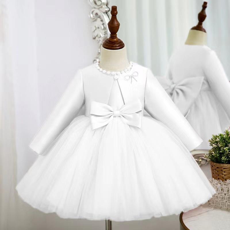 L4168 GIRL CHRISTMAS DRESS BABY GIRL PRINCESS DRESS AUTUMN BOW PUFFY TODDLER BIRTHDAY PARTY DRESS GIRL FORMAL DRESSES