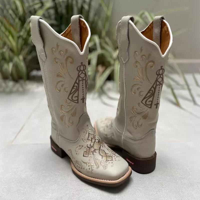 F5164 Cross Embroidered Knight Boots