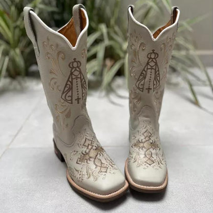 F5164 Cross Embroidered Knight Boots