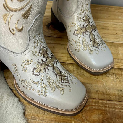 F5164 Cross Embroidered Knight Boots