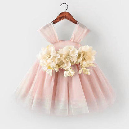 L4161 BABY FLOWER GIRL DRESS TODDLER BIRTHDAY PARTY DRESS SUMMER GREEN CAKE PUFFY GIRL FORMAL DRESSES