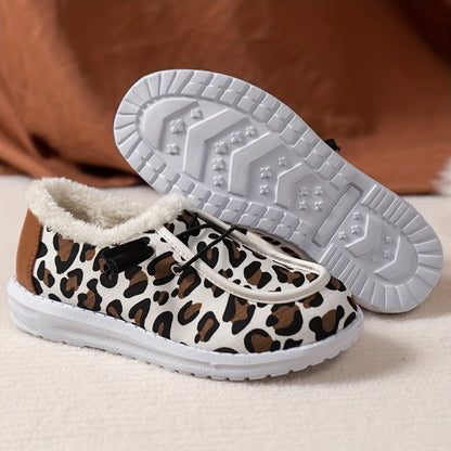 Women's Leopard Print Canvas Shoes Lace Up Shoes