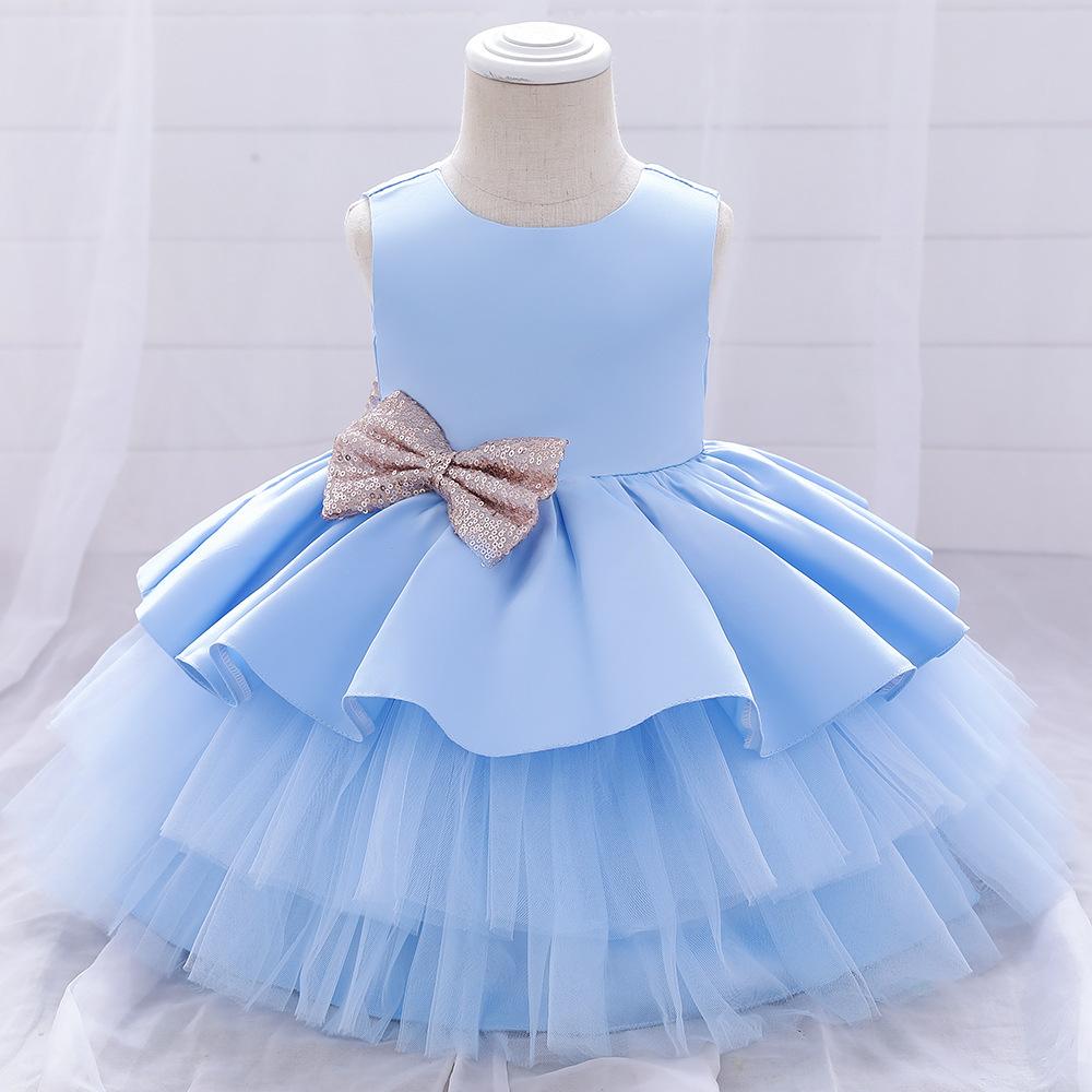 L4169 BABY GIRL PRINCESS DRESS TODDLER SEQUINED BOW BIRTHDAY PARTY DRESS