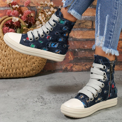 Women's Canvas Shoes Colorful Plaid Pattern Boots