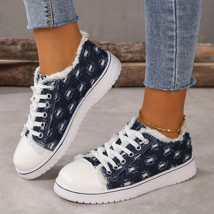 Women's Canvas Trainers Low Top  Flat Shoes