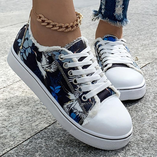 Women's Canvas Shoes Lace Up Casual Walking Trainers