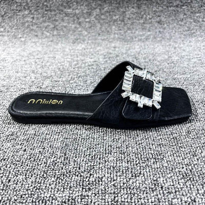 L4084 Rhinestone Flat Slippers