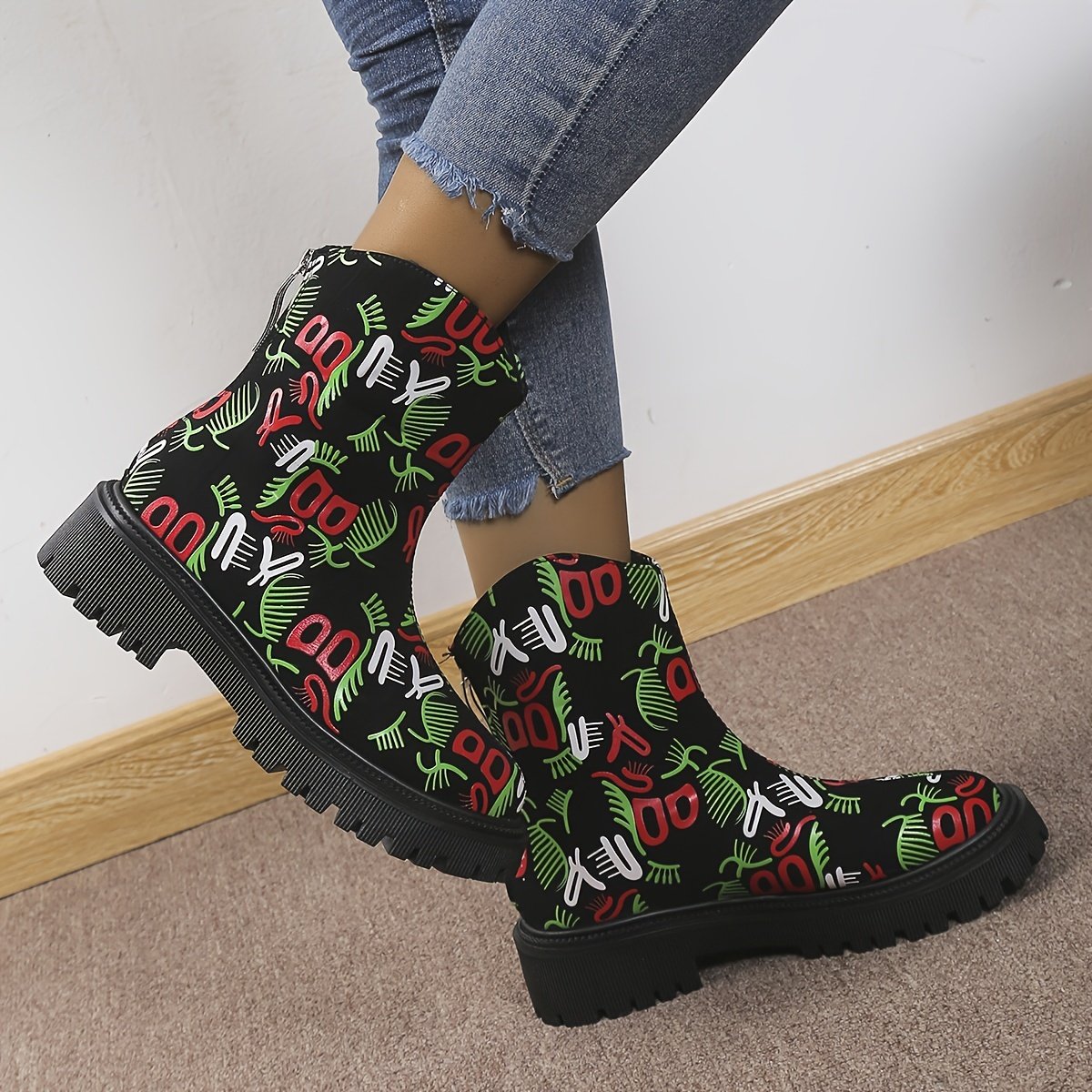 Women's Colorful Graffiti Boots Comfy Shoes