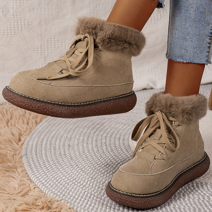 Women's Casual Lace Up Plush Lined Boots