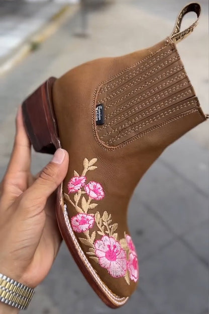 M9 Embroidered Flower Martin Boots