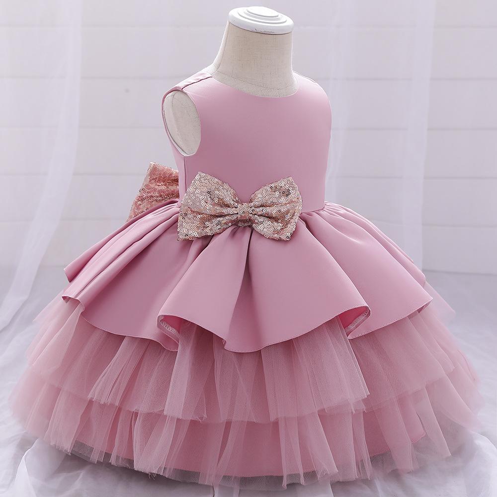 L4169 BABY GIRL PRINCESS DRESS TODDLER SEQUINED BOW BIRTHDAY PARTY DRESS