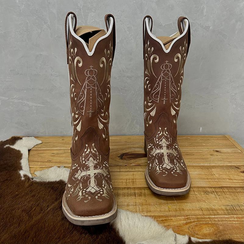 F5164 Cross Embroidered Knight Boots