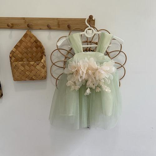 L4161 BABY FLOWER GIRL DRESS TODDLER BIRTHDAY PARTY DRESS SUMMER GREEN CAKE PUFFY GIRL FORMAL DRESSES