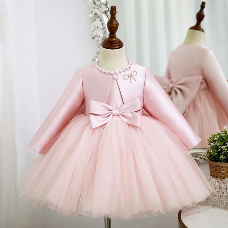 L4168 GIRL CHRISTMAS DRESS BABY GIRL PRINCESS DRESS AUTUMN BOW PUFFY TODDLER BIRTHDAY PARTY DRESS GIRL FORMAL DRESSES