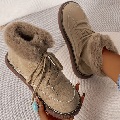 Women's Casual Lace Up Plush Lined Boots