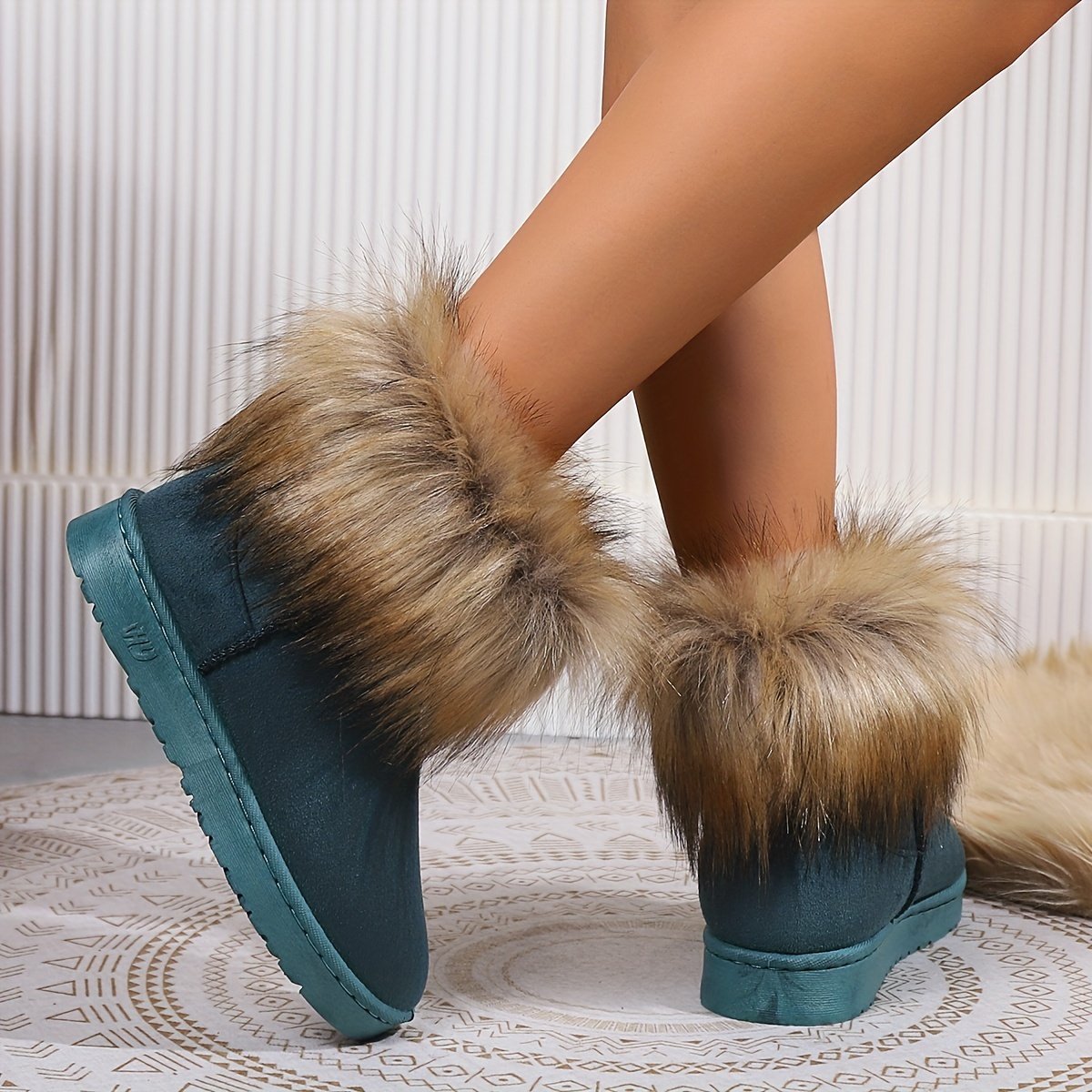 Women's Fluffy Furry Slip On Thermal Ankle Warm Boots