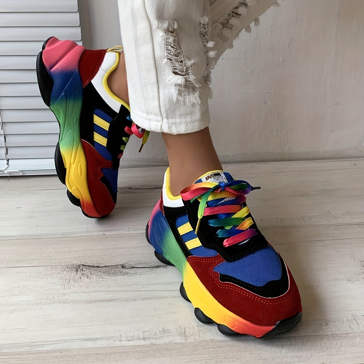 Women's Breathable Trainers Colorful Lace Up Sport Shoes