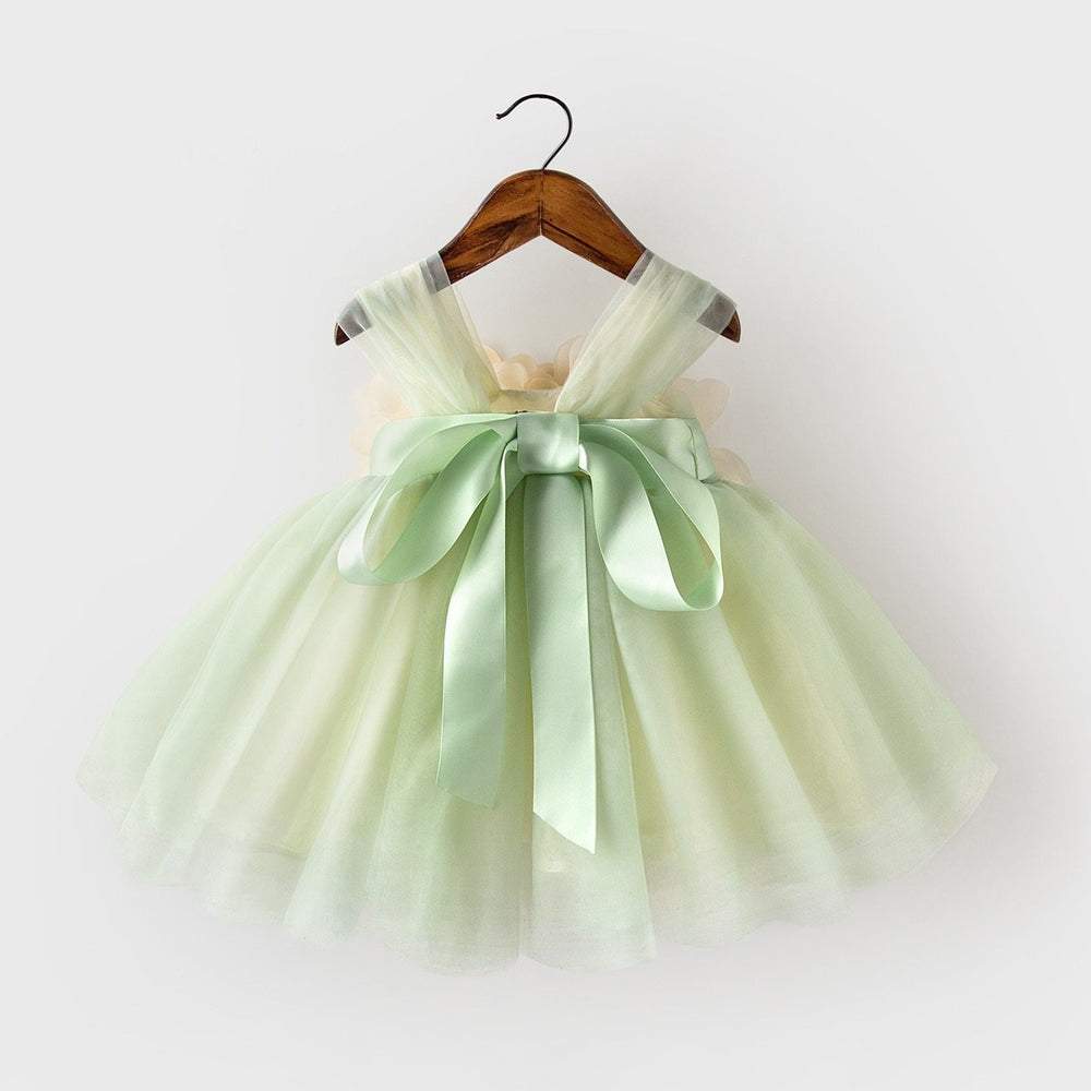 L4161 BABY FLOWER GIRL DRESS TODDLER BIRTHDAY PARTY DRESS SUMMER GREEN CAKE PUFFY GIRL FORMAL DRESSES