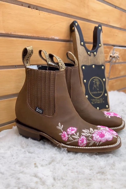 M9 Embroidered Flower Martin Boots