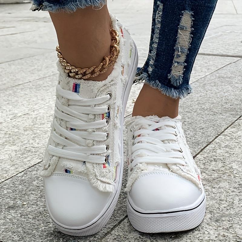 Women's Flat Canvas Shoes Lace Up Low Top Trainers