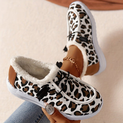 Women's Leopard Print Canvas Shoes Lace Up Shoes