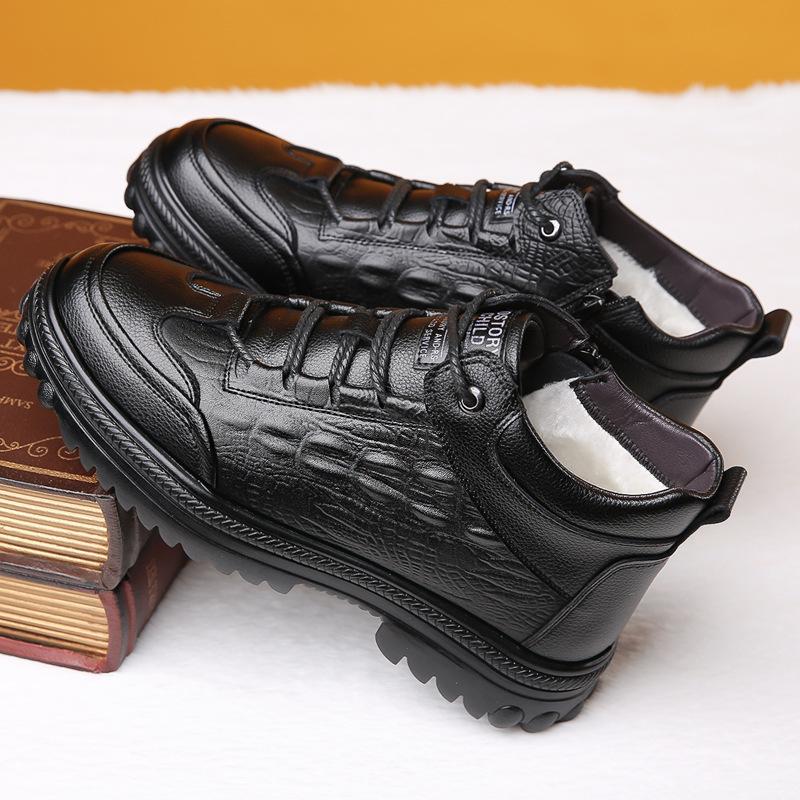 Winter Comfortable Men's Leather Casual Plush Leather Shoes