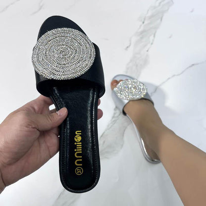 L40811 Rhinestone Flat Slippers