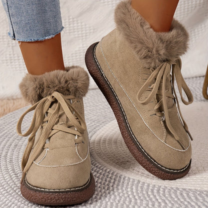 Women's Casual Lace Up Plush Lined Boots