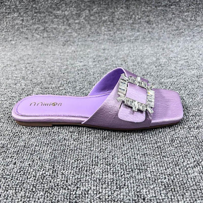 L4084 Rhinestone Flat Slippers