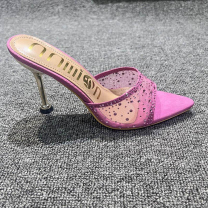 L4083 Rhinestone Pointed Toe High Heels