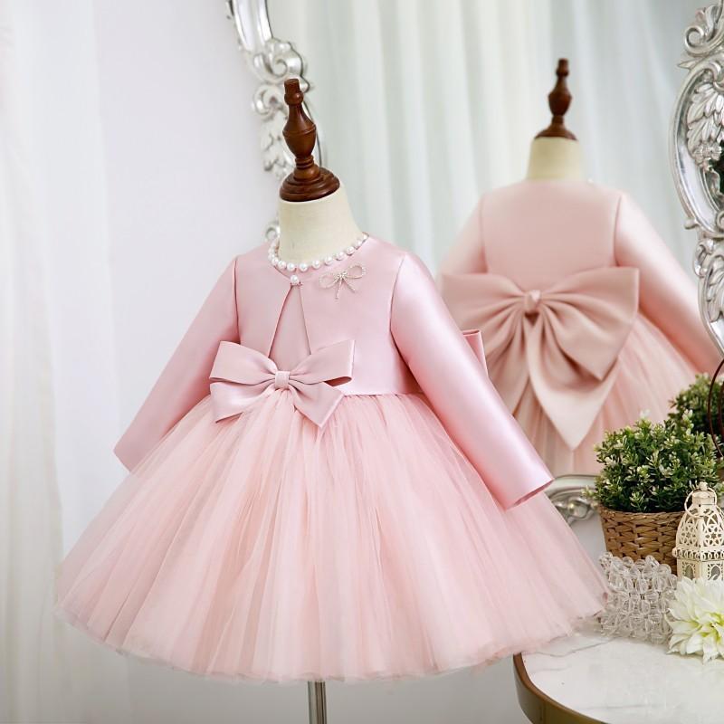 L4168 GIRL CHRISTMAS DRESS BABY GIRL PRINCESS DRESS AUTUMN BOW PUFFY TODDLER BIRTHDAY PARTY DRESS GIRL FORMAL DRESSES