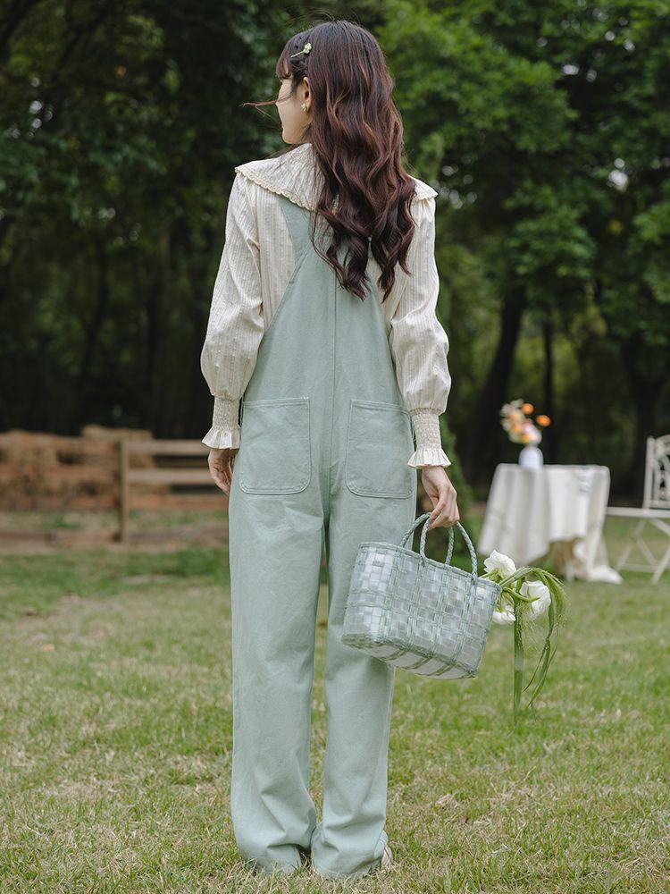 Korean Style Spring Embroidered Overalls