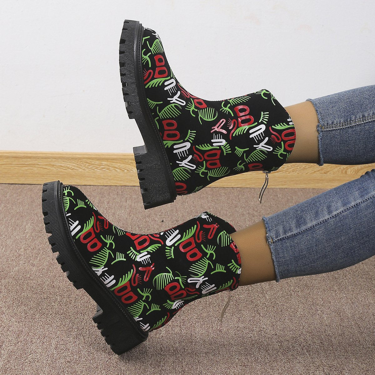 Women's Colorful Graffiti Boots Comfy Shoes