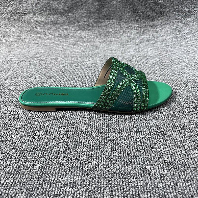 L40816 Rhinestone Flat Slippers