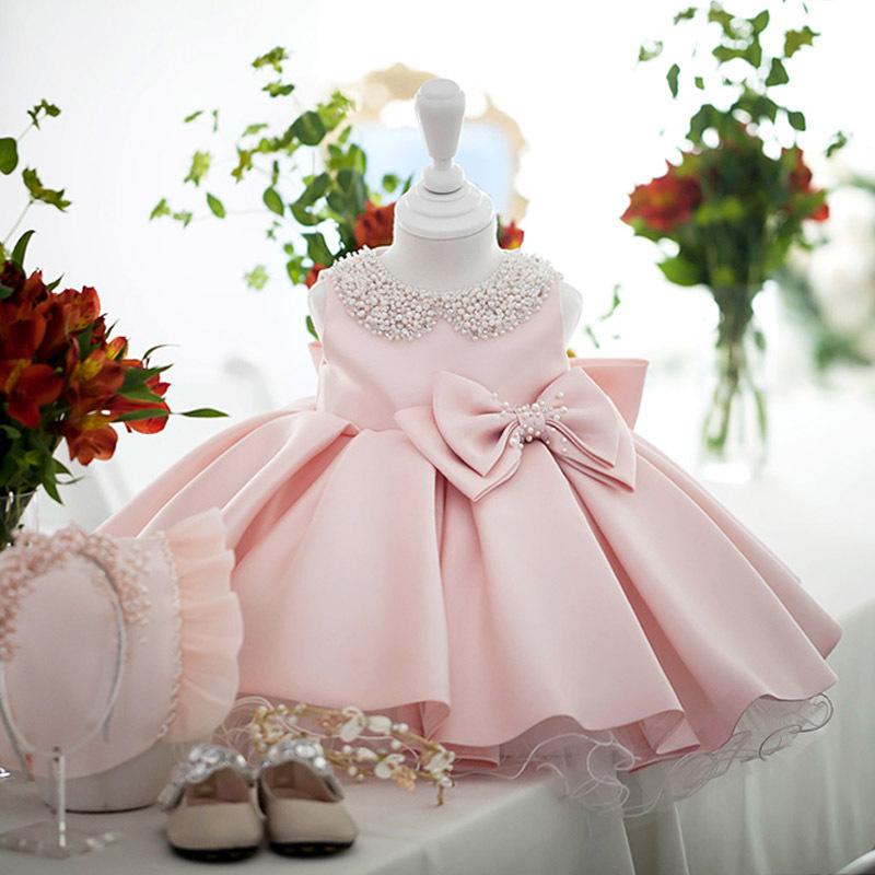 L4162 GIRL CHRISTMAS DRESS TODDLER PRINCESS DRESS SUMMER BEADED BOW DRESS BIRTHDAY PARTY DRESS